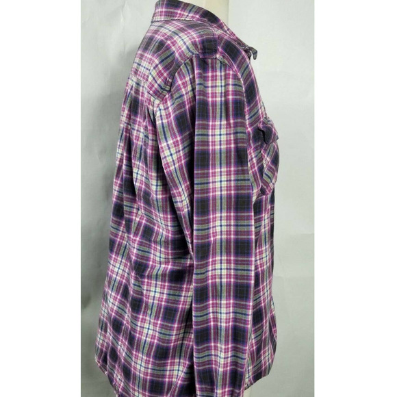 Eddie Bauer Button Down Flannel Size Large Plaid - Picture 3 of 7